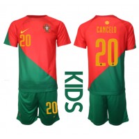 Portugal Joao Cancelo #20 Hjemme Trøje Børn VM 2022 Kortærmet (+ Korte bukser)